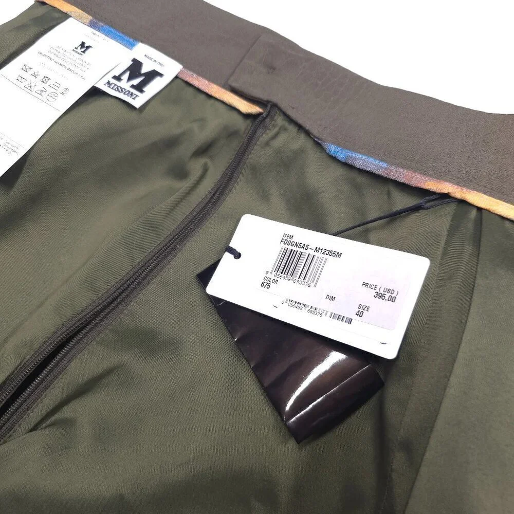 M MISSONI Green Knee Length Pencil Skirt with Animal Embossing